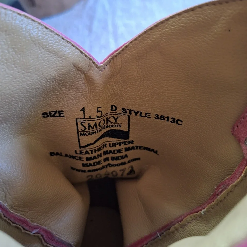 Smoky Mountain Girls Vintage Western Boots Pink Suede Fringe 1.5 Youth